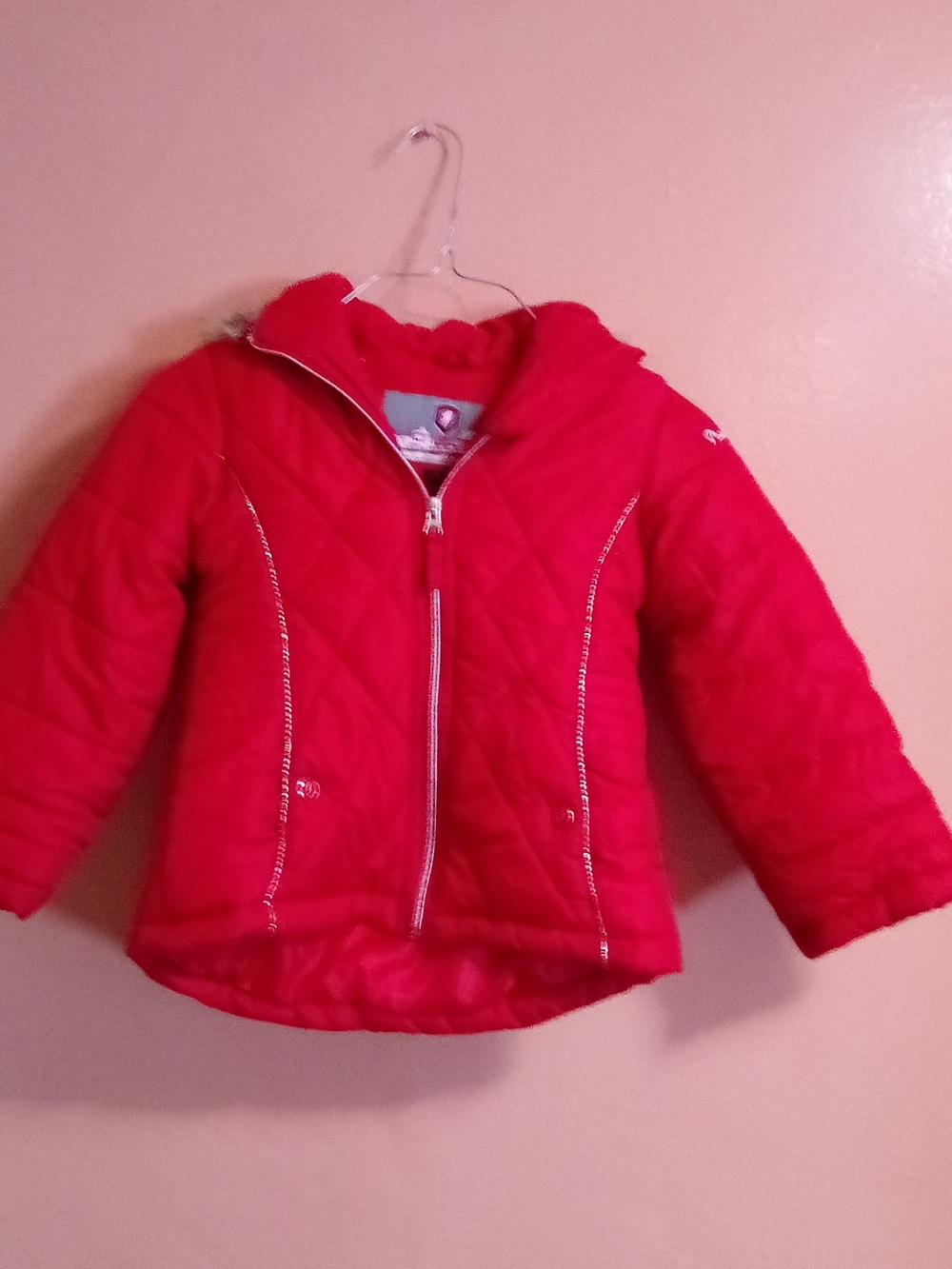 Girls' Bright Red Quilted Hooded Puffer Jacket ( Bag H )